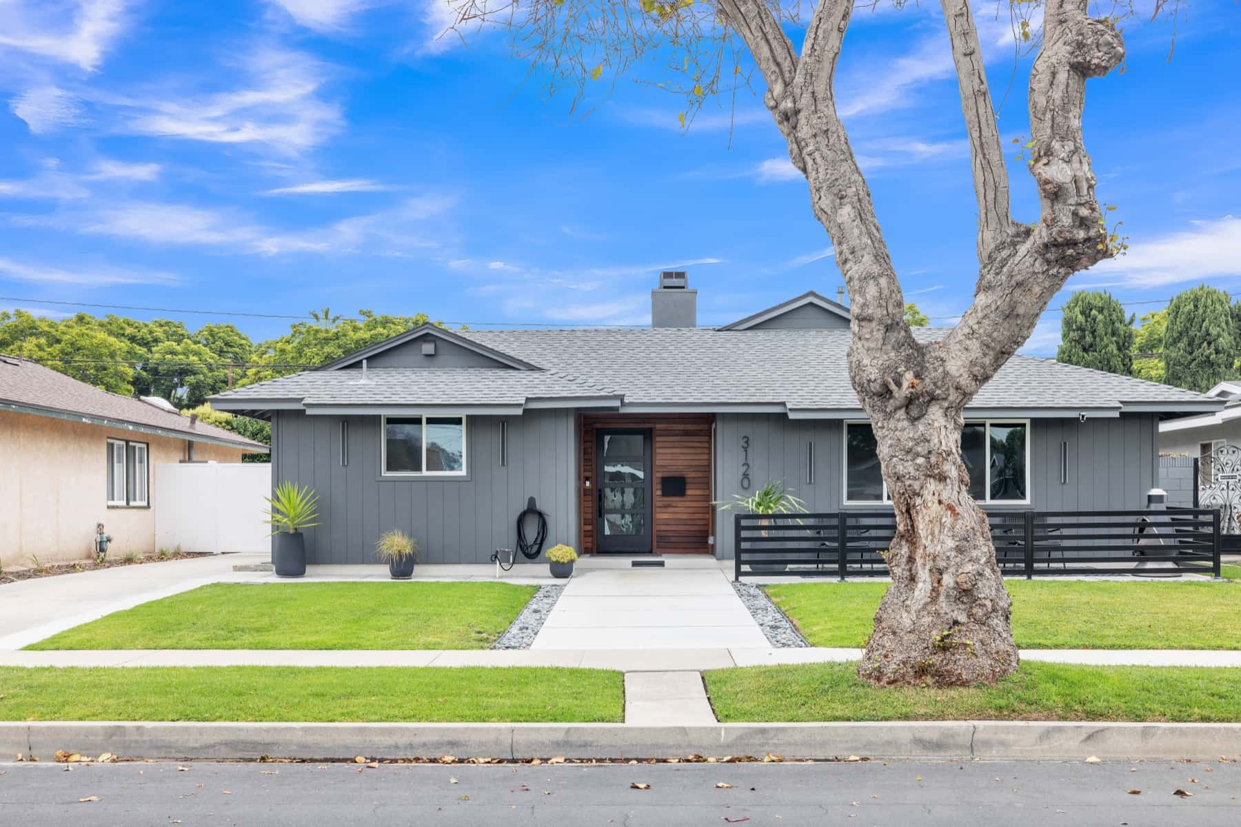 Modern gray Southern California home photographed for a real estate listing